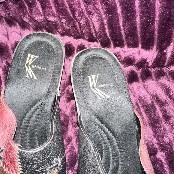 Women's White Mtn Leather Multicolor Patchwork Clogs Size 6M - Picture 4 of 9